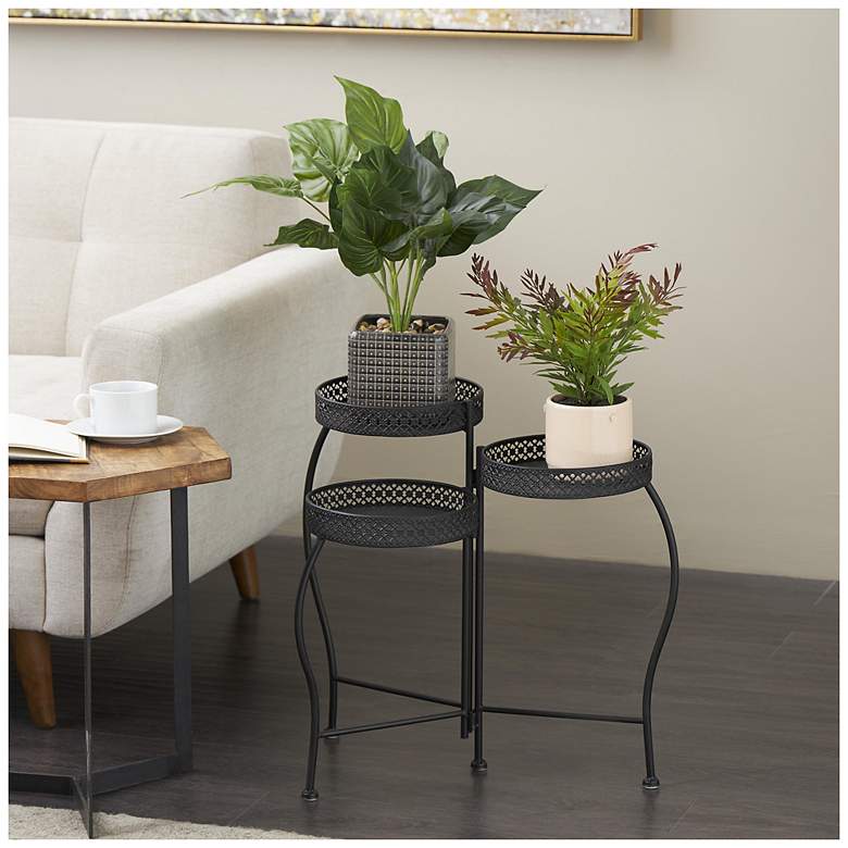 Image 1 Black Metal Modern Plantstand, 17" x 17" x 20"