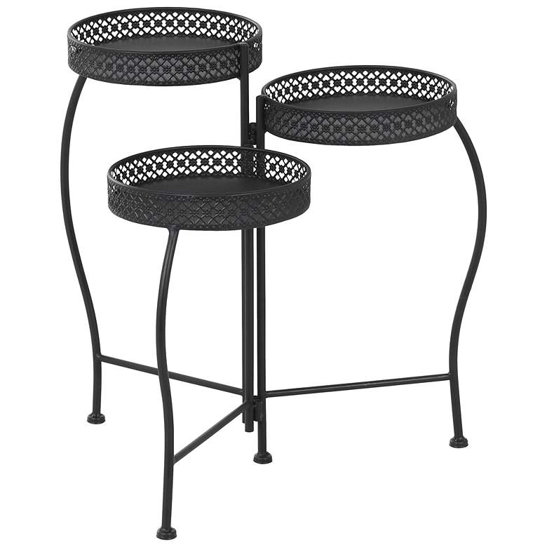 Image 6 Black Metal Modern Plantstand, 17" x 17" x 20" more views