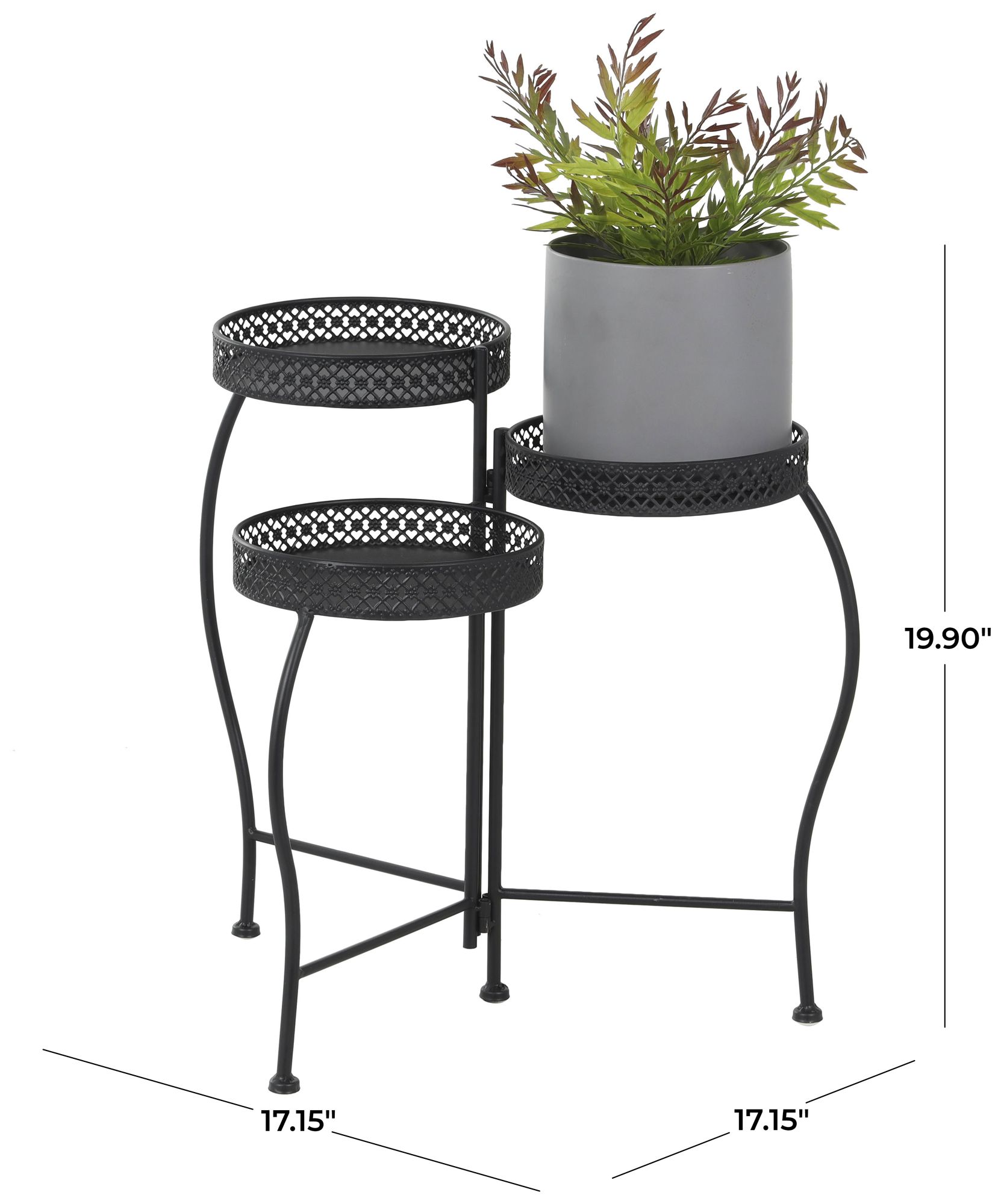 Image 7 Black Metal Modern Plantstand, 17" x 17" x 20" more views