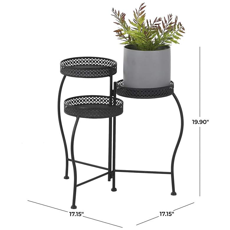 Image 7 Black Metal Modern Plantstand, 17" x 17" x 20" more views