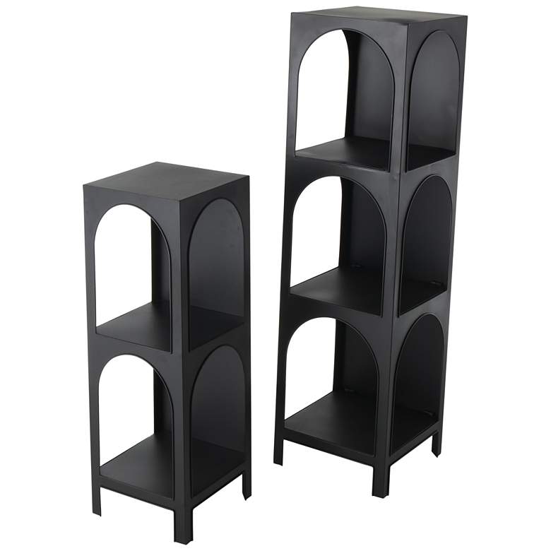 Image 1 Black Metal Modern Shelving Unit, S/2 47", 33"H