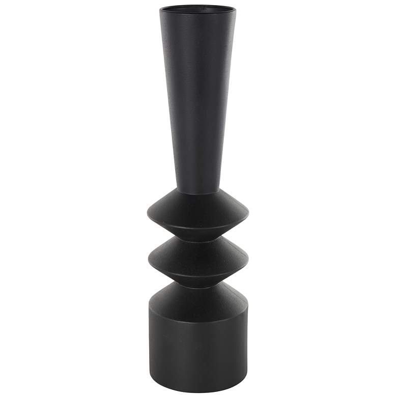 Image 1 Black Metal Modern Vase, 6" x 6" x 22"
