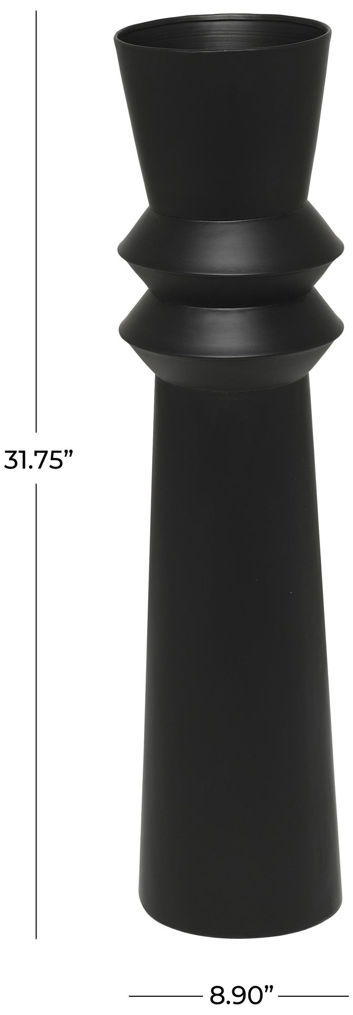 Image 6 Black Metal Modern Vase, 8" x 8" x 32" more views