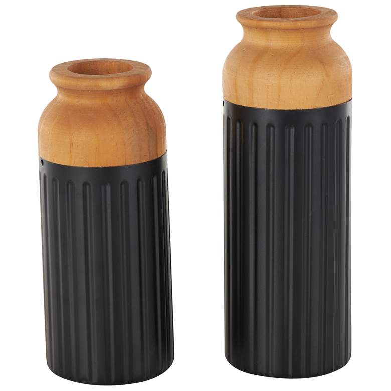 Image 1 Black Metal Modern Vase, S/2 11", 10"H