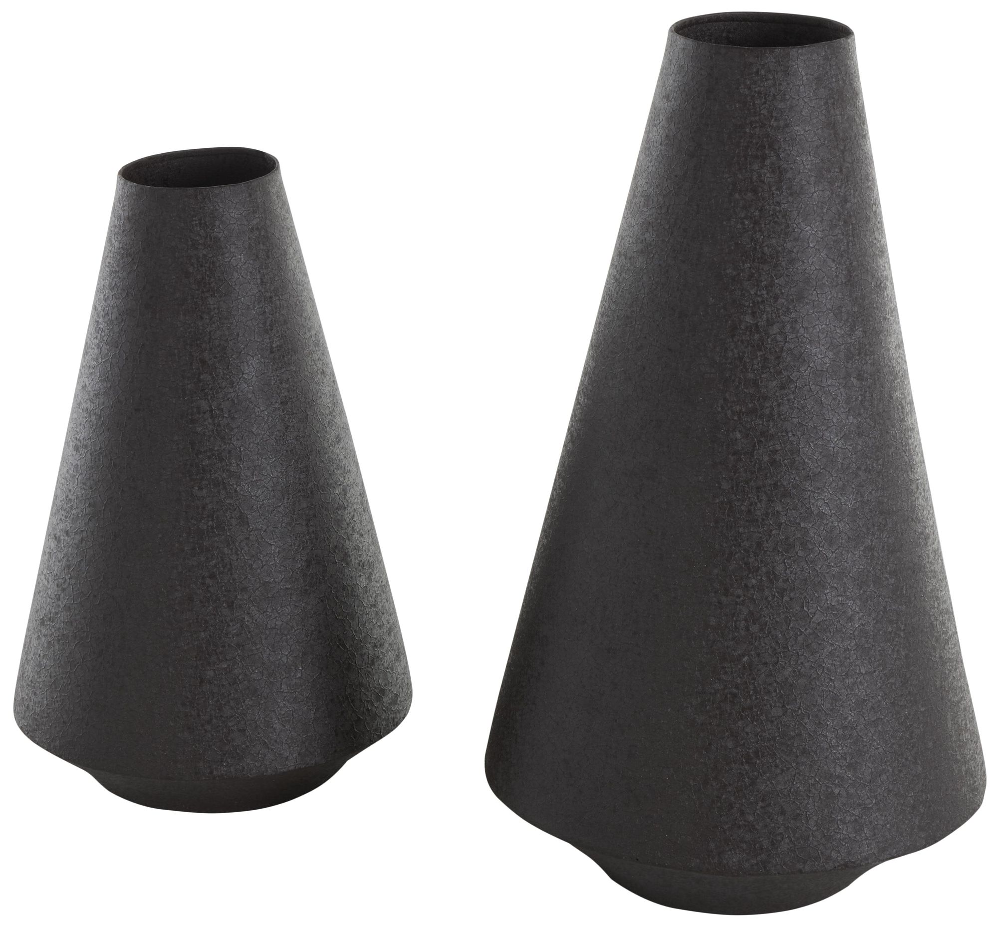 Image 6 Black Metal Modern Vase, S/2 14", 11"H more views