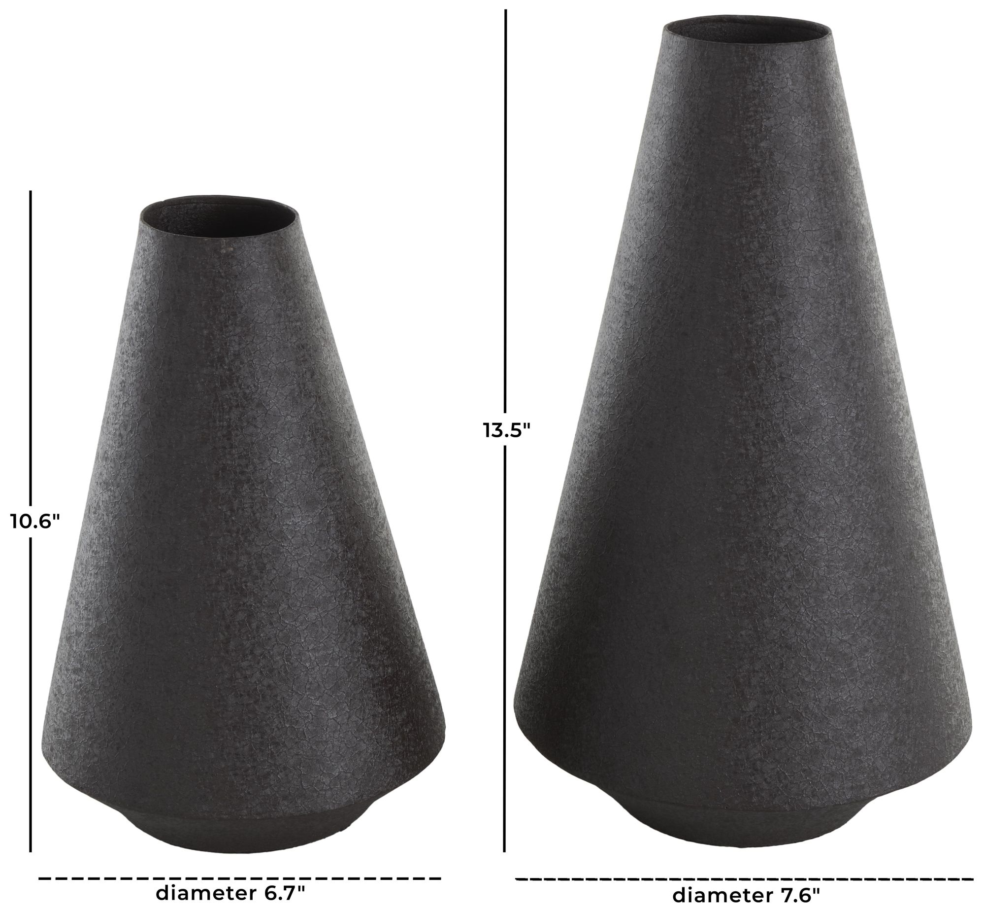 Image 7 Black Metal Modern Vase, S/2 14", 11"H more views