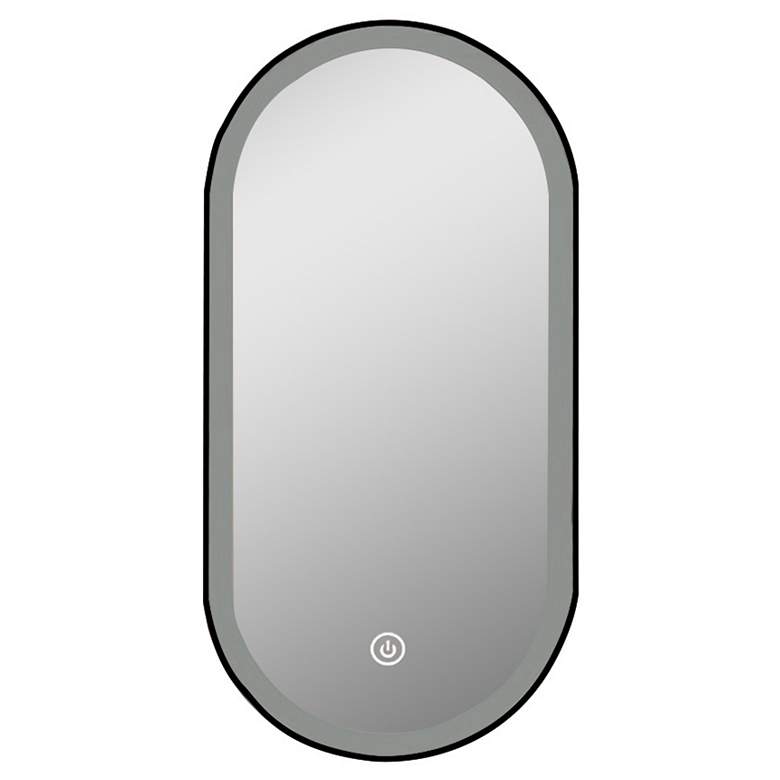 Image 1 Black Metal Oval Fog Free Framed LED Bathroom Mirror 39.5 in. x 23.6 in.