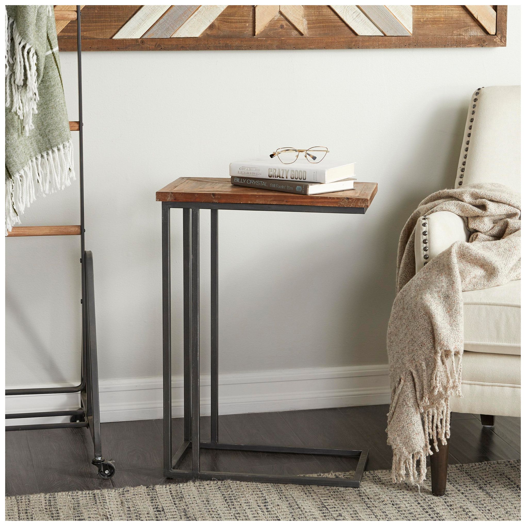 Image 4 Black Metal Rustic Accent Table, 19" x 11" x 26" more views