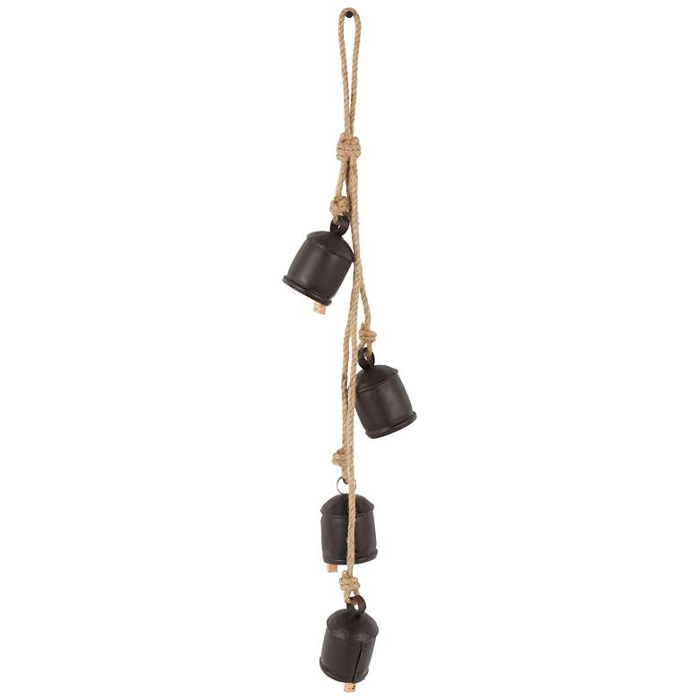 Image 1 Black Metal Rustic Decorative Bells, 4" x 3" x 29"
