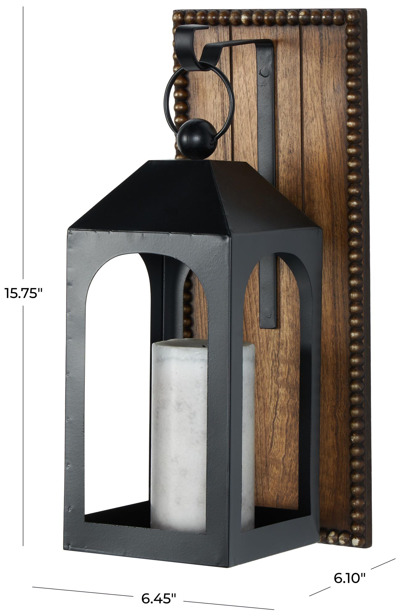 Image 7 Black Metal Rustic Wall Sconce, 6" x 6" x 16" more views