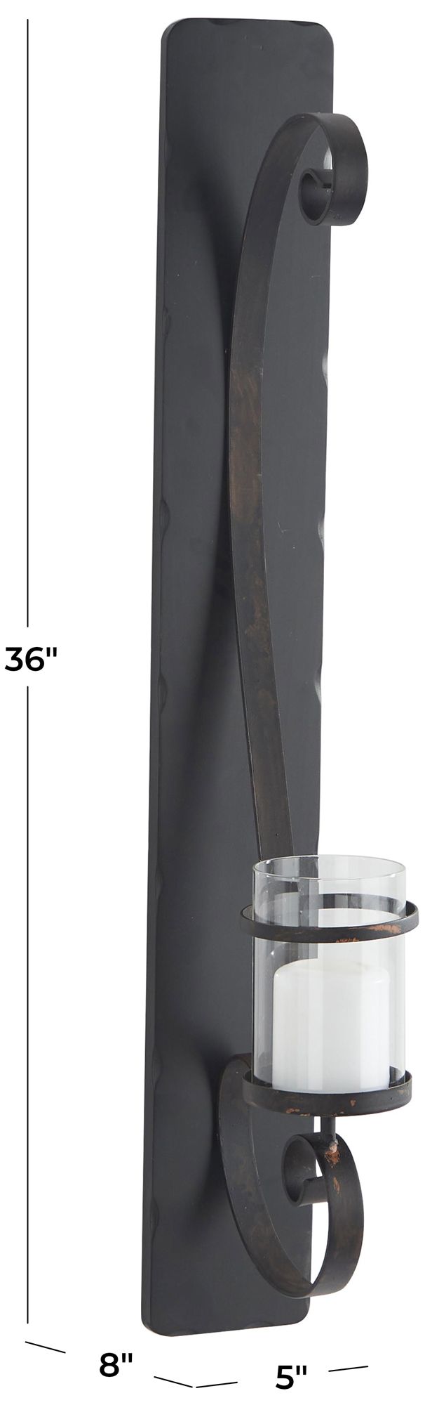 Image 6 Black Metal Rustic Wall Sconce, 8" x 5" x 36" more views