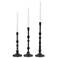 Black Metal Slim Turned Decorative Candle Holder, Set of 3 16", 13", 11"H
