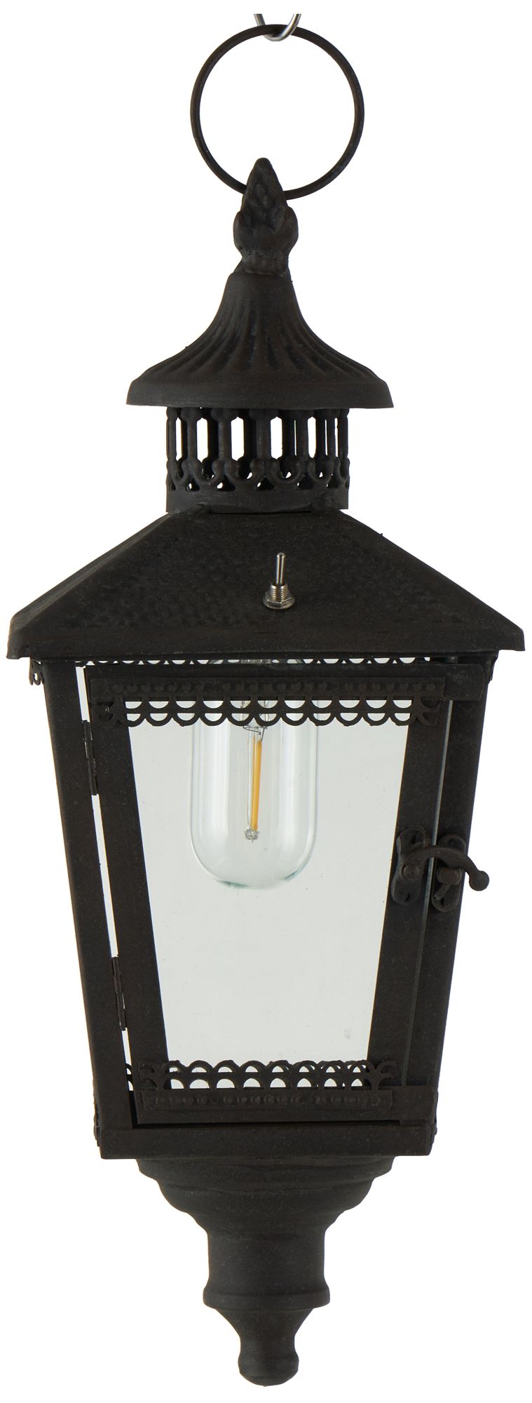Image 6 Black Metal Traditional Candle Lantern, 7" x 7" x 16" more views