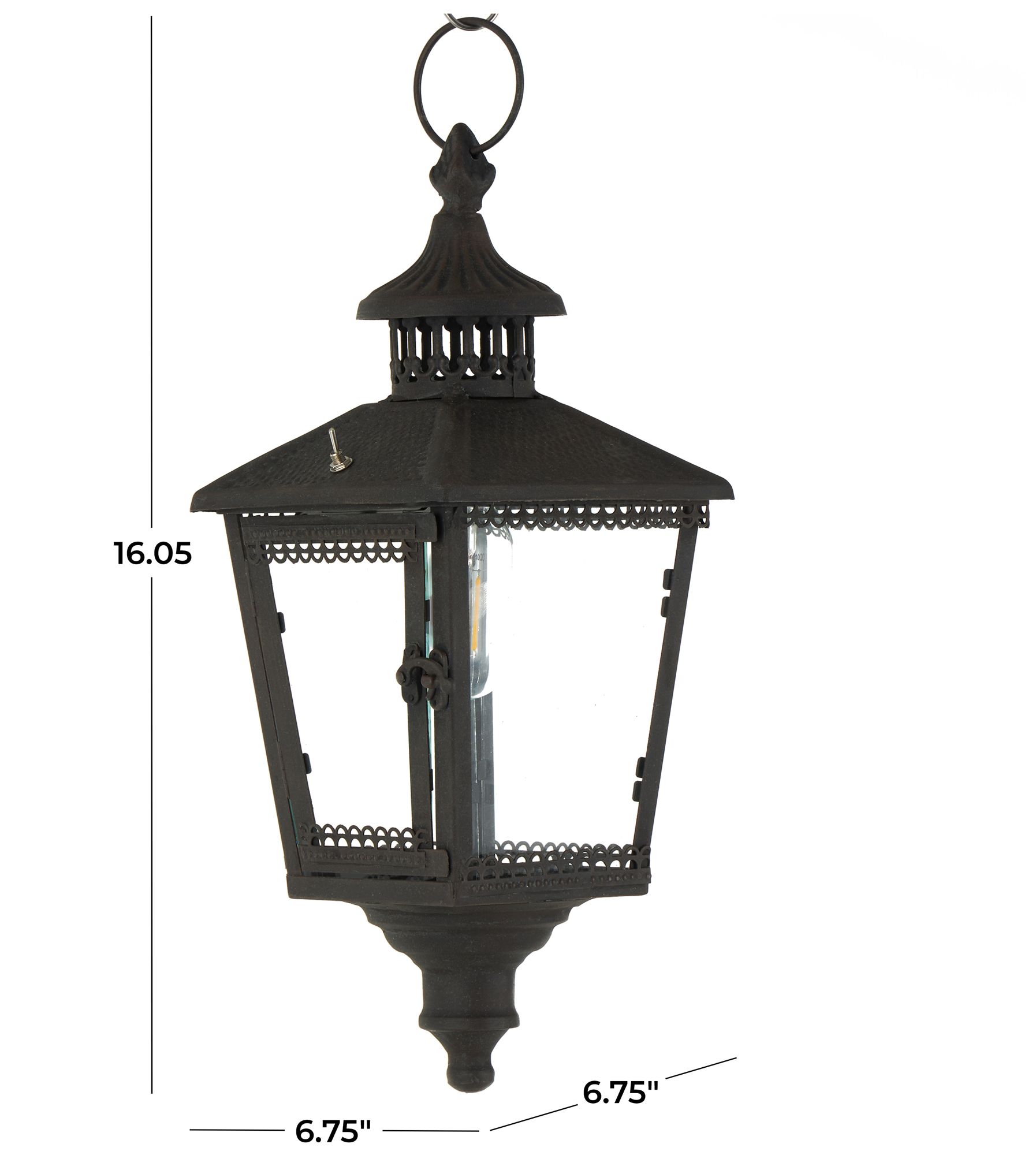 Image 7 Black Metal Traditional Candle Lantern, 7" x 7" x 16" more views