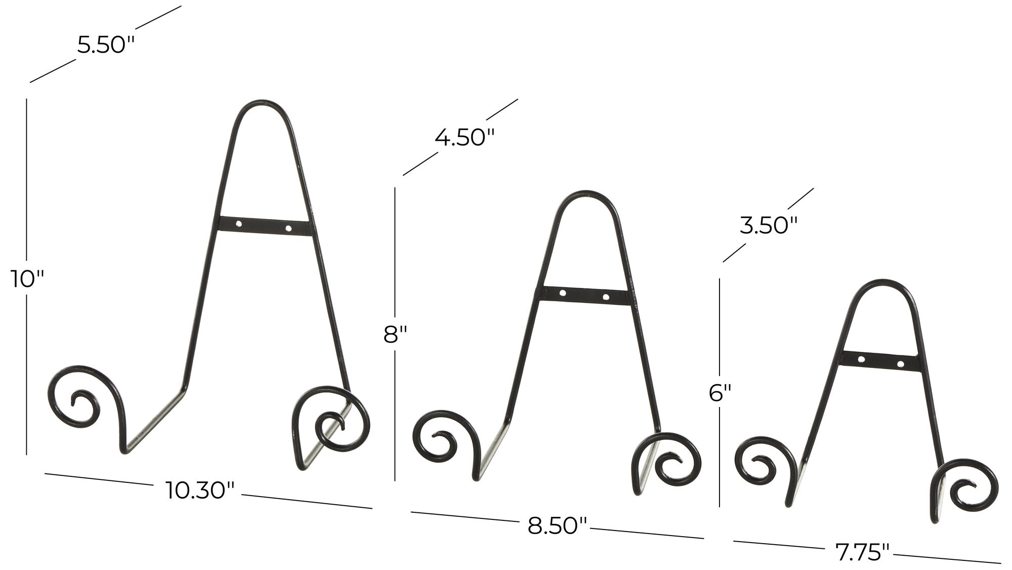 Image 6 Black Metal Traditional Easel, S/3 10", 8", 6"H more views