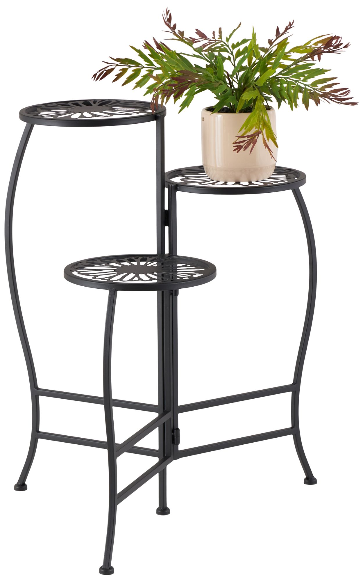 Image 2 Black Metal Traditional Plantstand, 21" x 17" x 24"