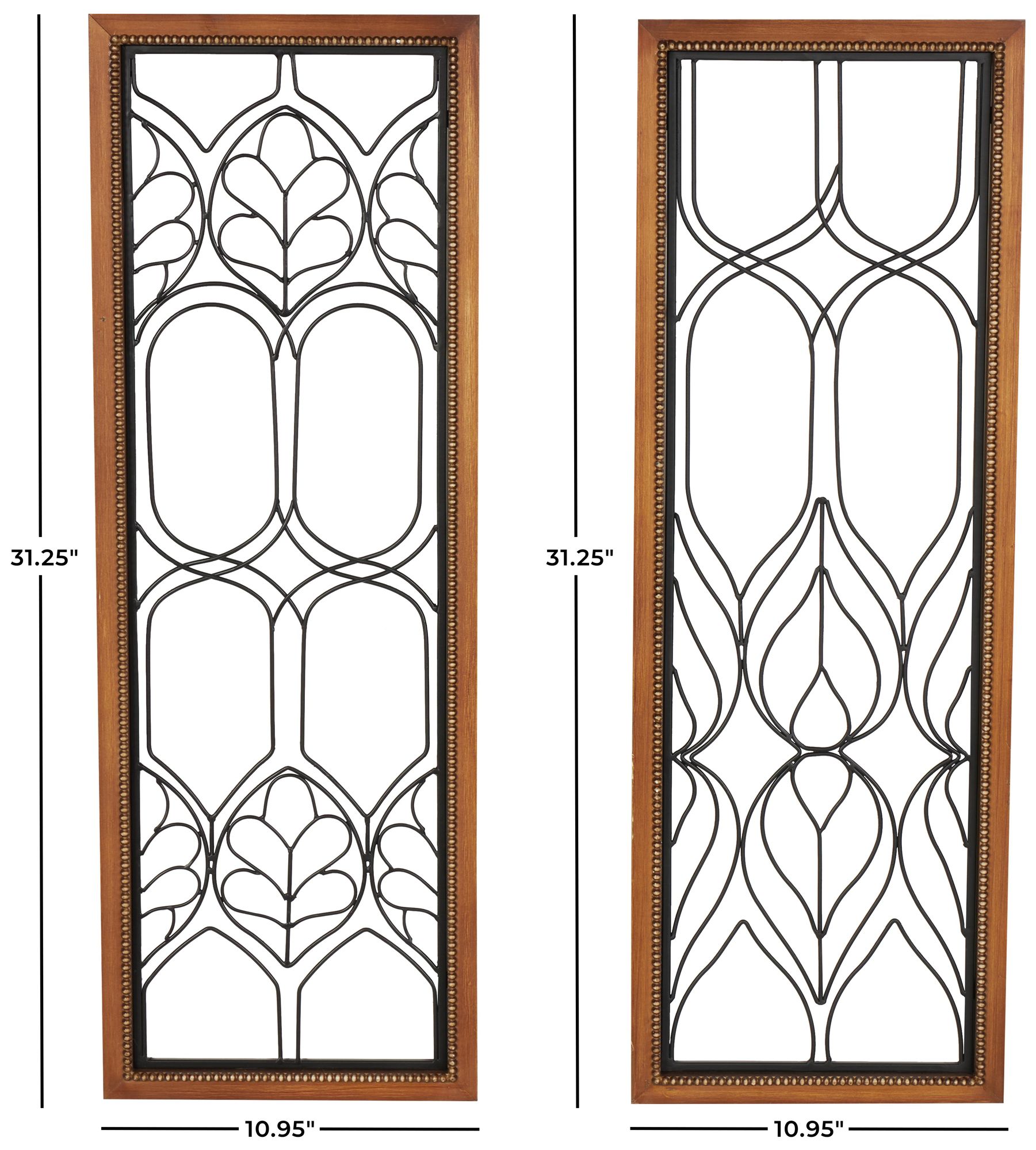 Image 7 Black Metal Traditional Wall Decor, S/2 11"W, 31"H more views