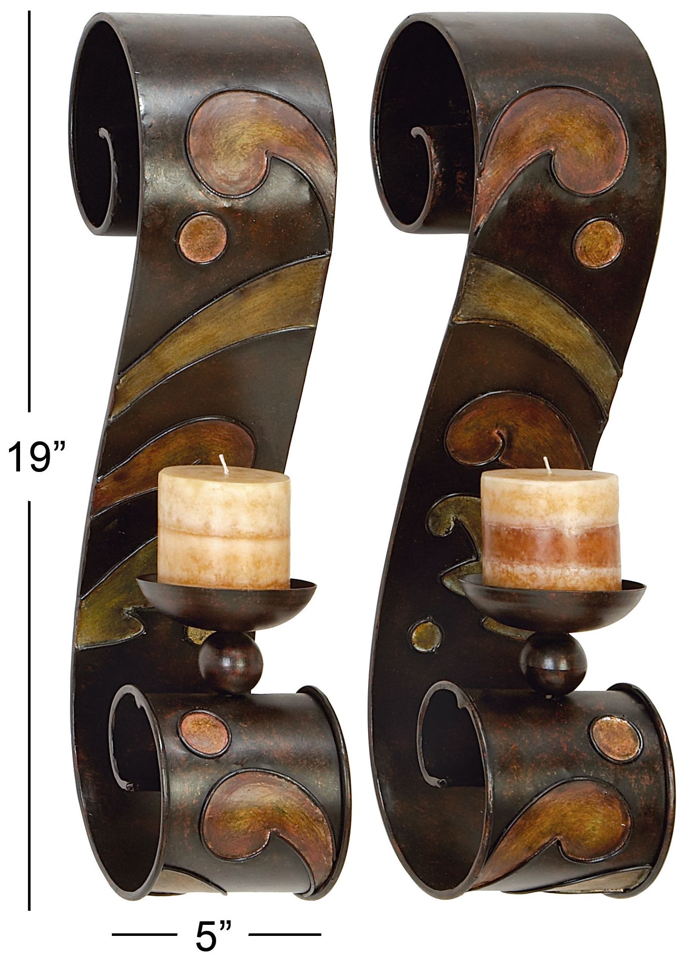Image 7 Black Metal Traditional Wall Sconce, S/2 5"W, 19"H more views