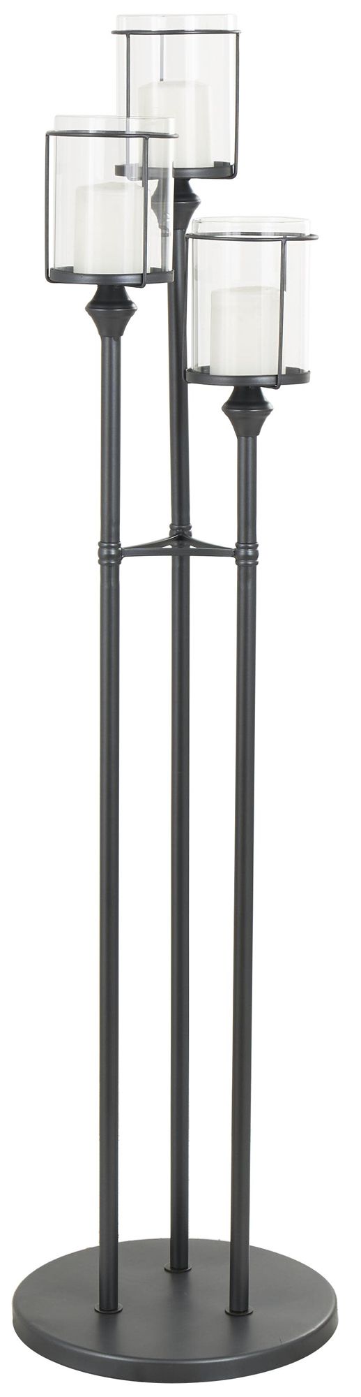 Image 2 Black Metal Transitional Hurricane Lamp, 14" x 14" x 55"