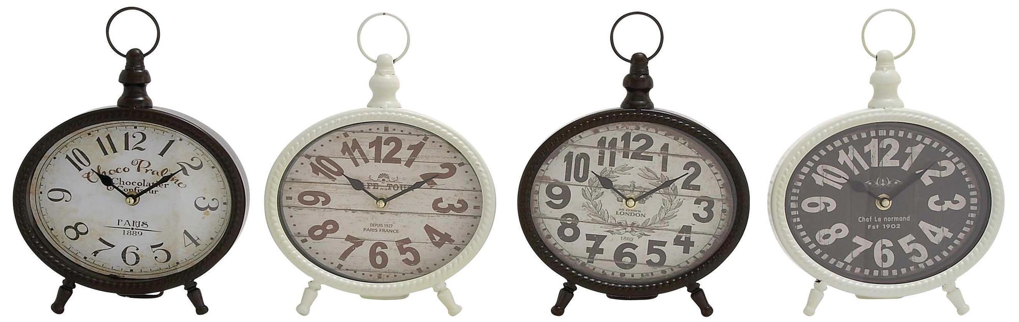 Image 2 Black Metal Vintage Clock, S/4 8"W, 9"H