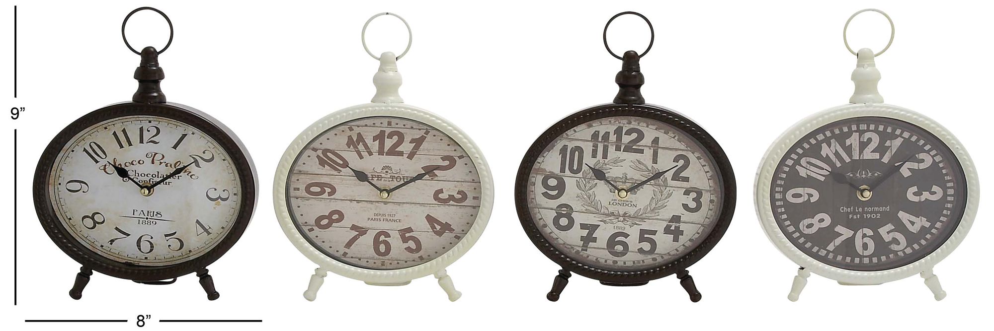 Image 6 Black Metal Vintage Clock, S/4 8"W, 9"H more views