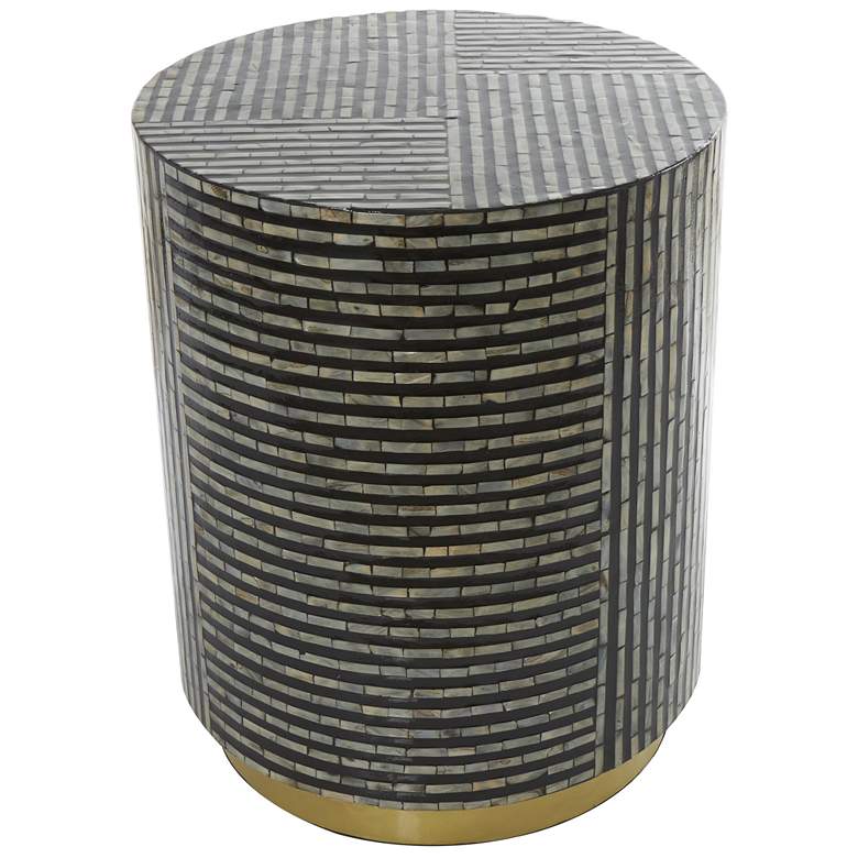 Image 1 Black Mother of Pearl Shell Contemporary Accent Table, 18" x 18" x 23"