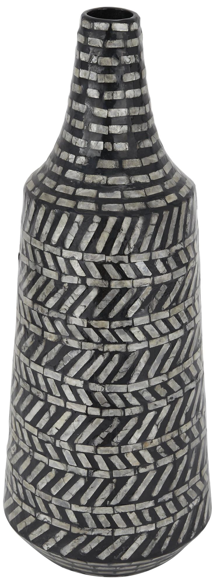 Image 2 Black Mother of Pearl Shell Contemporary Vase, 8" x 8" x 22"