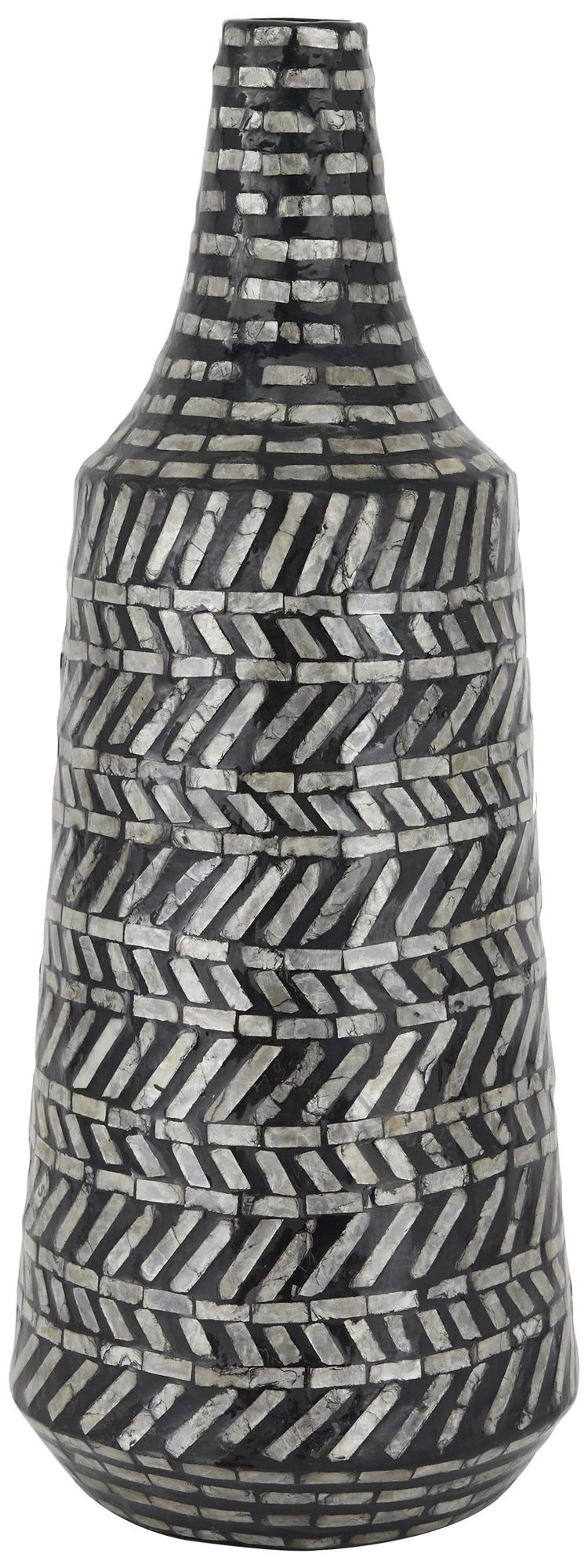 Image 5 Black Mother of Pearl Shell Contemporary Vase, 8" x 8" x 22" more views