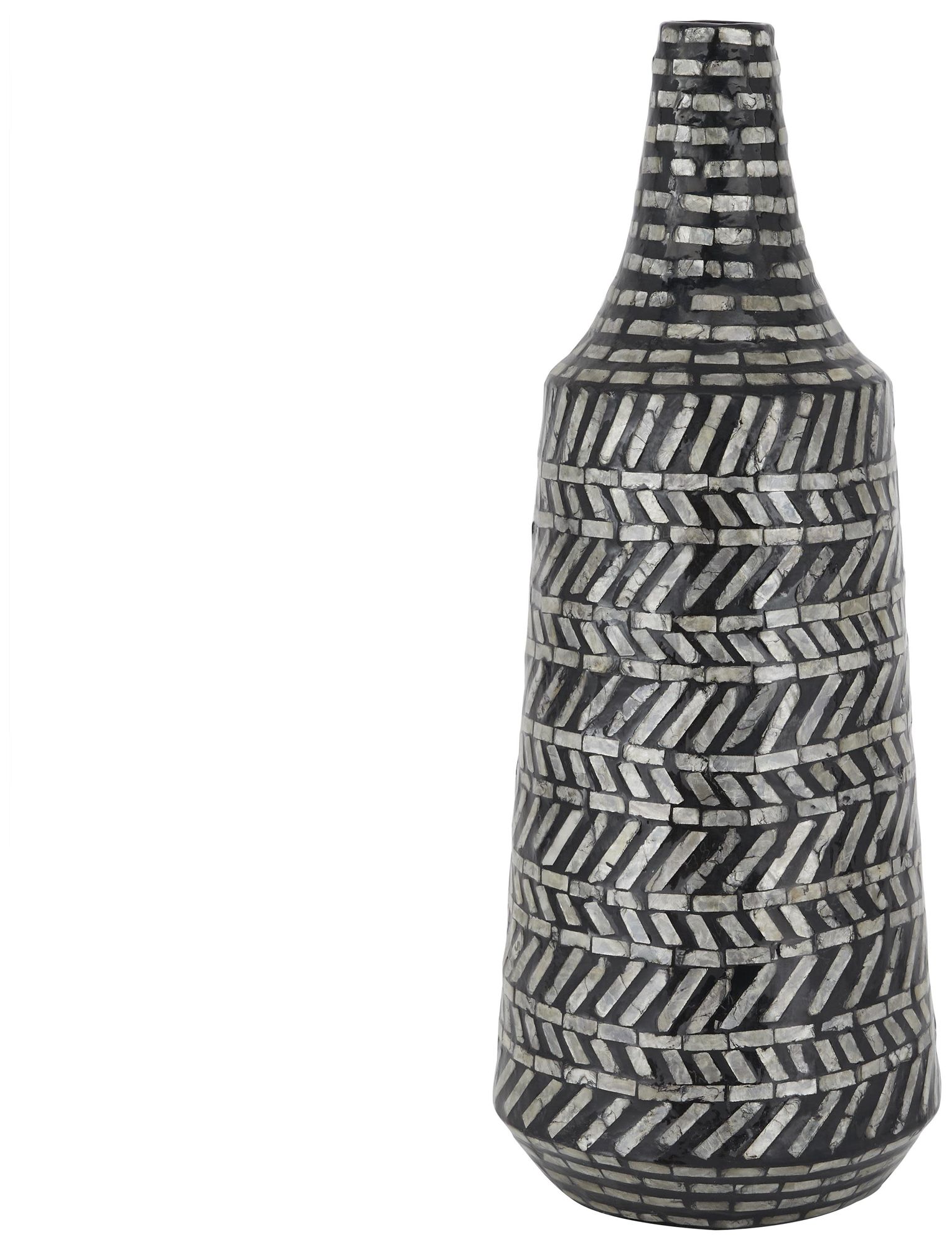 Image 6 Black Mother of Pearl Shell Contemporary Vase, 8" x 8" x 22" more views