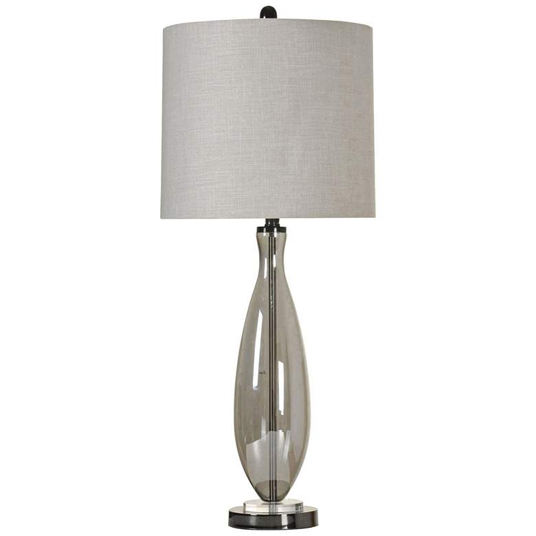 Image 1 Black Nickel and Glass Table Lamp with White Hardback Shade