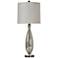 Black Nickel and Glass Table Lamp with White Hardback Shade