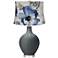 Black of Night Blue Watercolor Flowers Ovo Table Lamp