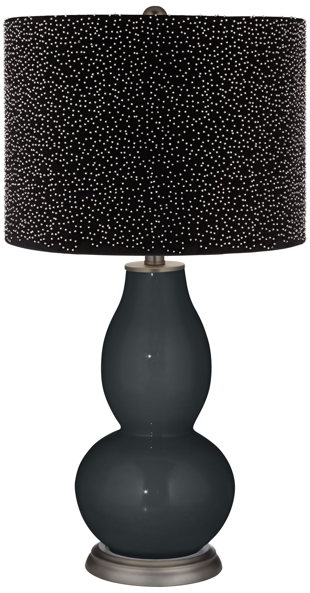 Image Black of Night Double Gourd Lamp w/ Black Scatter Gold Shade
