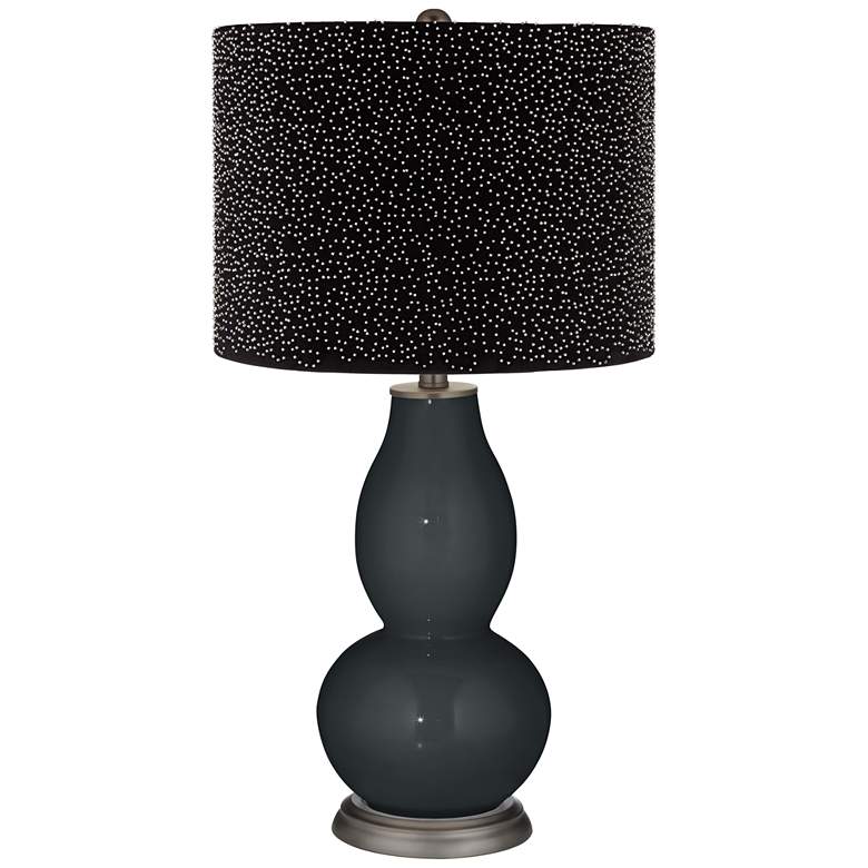 Image 1 Black of Night Double Gourd Lamp w/ Black Scatter Gold Shade