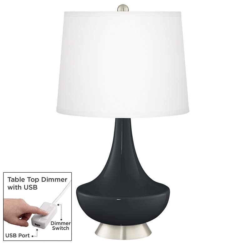 Image 1 Black Of Night Gillan Glass Table Lamp with Dimmer