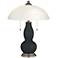 Black of Night Gourd-Shaped Table Lamp with Alabaster Shade