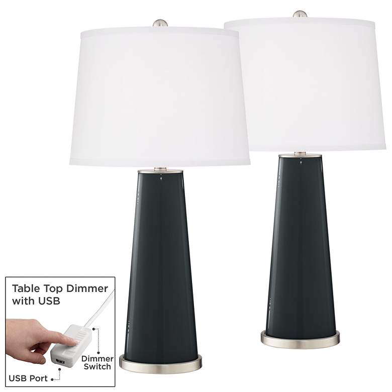 Image 1 Black Of Night Leo Table Lamp Set of 2 with Dimmers