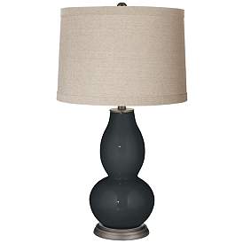 Image1 of Black of Night Linen Drum Shade Double Gourd Table Lamp