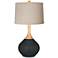 Black of Night Natural Linen Drum Shade Wexler Table Lamp