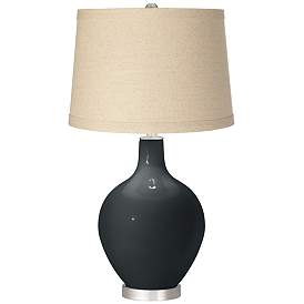 Image1 of Black of Night Oatmeal Linen Shade Ovo Table Lamp