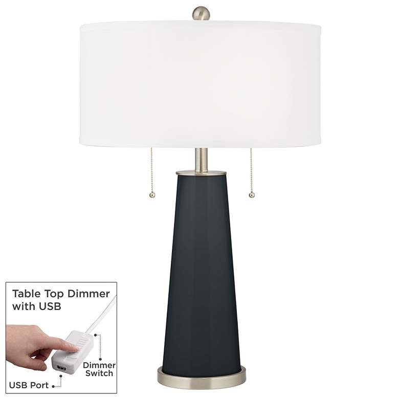 Image 1 Black Of Night Peggy Glass Table Lamp With Dimmer