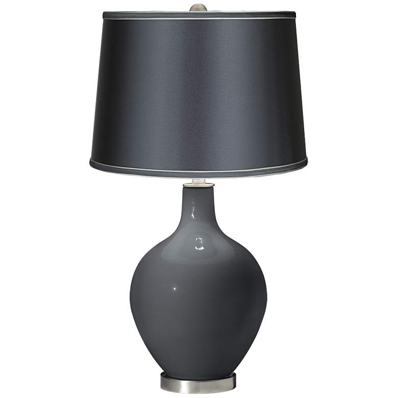 Image 1 Black of Night - Satin Dark Gray Shade Ovo Table Lamp