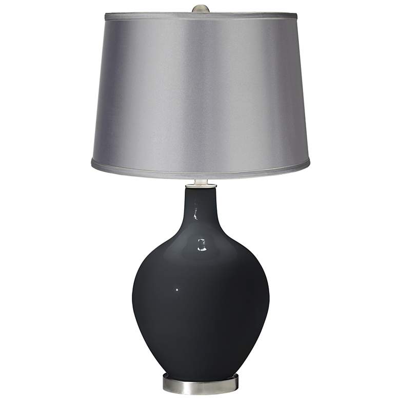Image 1 Black of Night - Satin Light Gray Shade Ovo Table Lamp