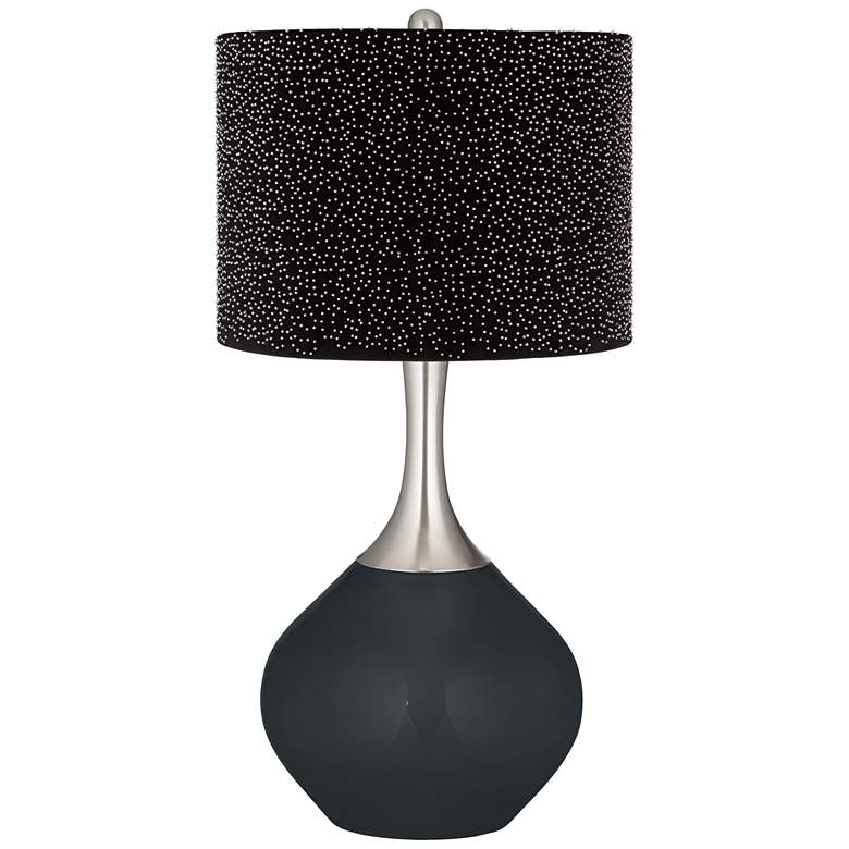 Image 1 Black of Night Spencer Table Lamp w/ Black Scatter Gold Shade