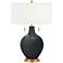 Black Of Night Toby Brass Accents Table Lamp with Dimmer