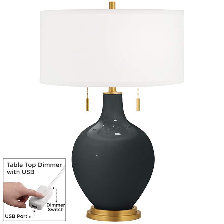 Image 1 Black Of Night Toby Brass Accents Table Lamp with Dimmer