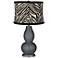 Black of Night Zebra Print Shade Double Gourd Table Lamp