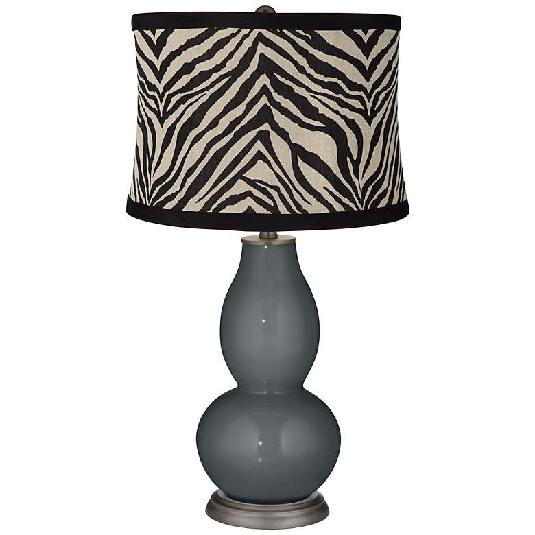 Image 1 Black of Night Zebra Print Shade Double Gourd Table Lamp