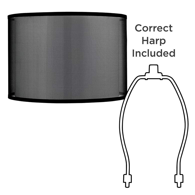 Image 6 Black Organza Double Drum Lamp Shade 16x16x11 (Spider) more views