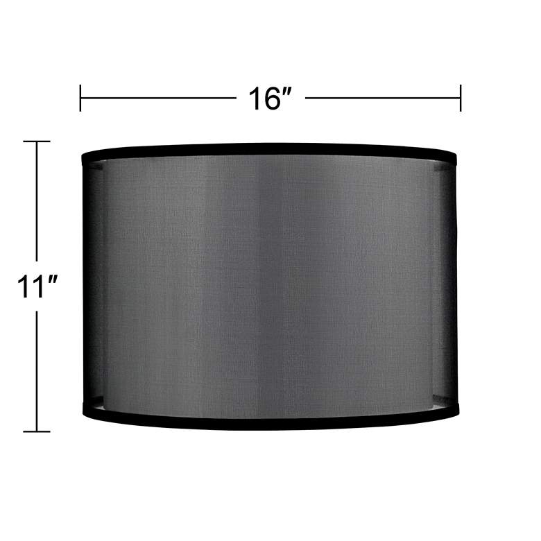 Image 7 Black Organza Double Drum Lamp Shade 16x16x11 (Spider) more views